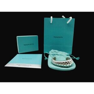 Tiffany & Co Silver Tortoise Alligator Cuff Bangle Bracelet Box Pouch Bag Cloth